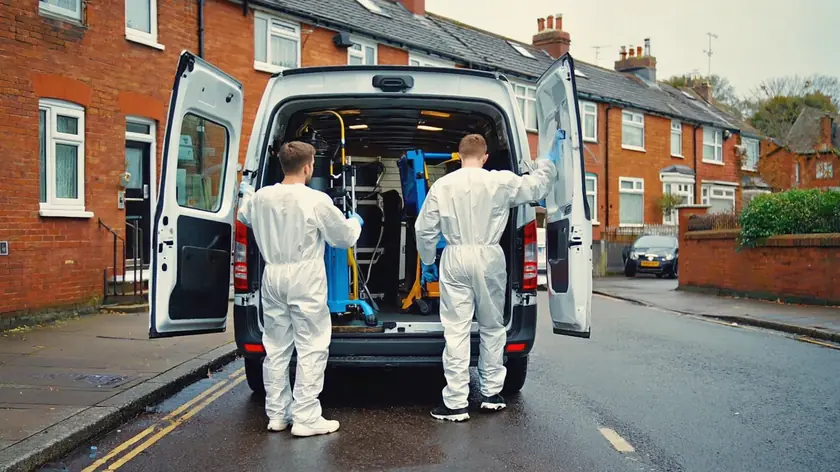Newcastle Bio Team technicians loading equipment from the team van on a Newcastle street